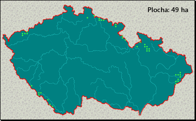 Rozšíření biotopu v rámci ČR.